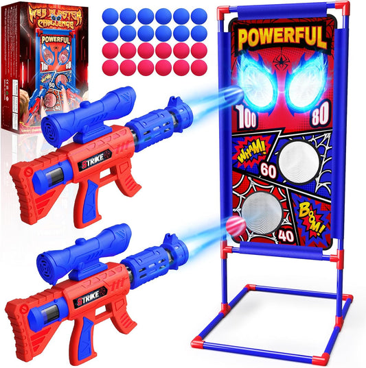 Hot Shooting Toy Set with Hero-Style Target & 2 Cool Air Pump Launcher,Indoor Outdoor Kids Toy,Action Shooting Games,Boys Toys Age 3 4 5 6 7 8 9 10 11 12, Holiday Presents for Boy