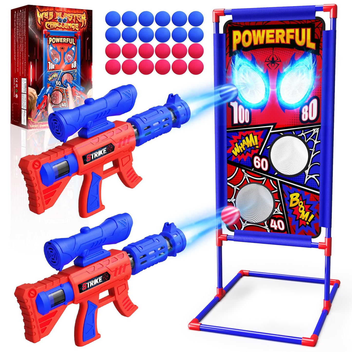 Hot Shooting Toy Set with Hero-Style Target & 2 Cool Air Pump Launcher,Indoor Outdoor Kids Toy,Action Shooting Games,Boys Toys Age 3 4 5 6 7 8 9 10 11 12, Holiday Presents for Boy