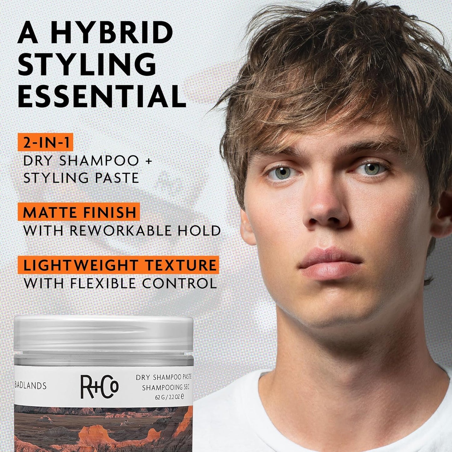 HotR+Co Badlands Dry Shampoo Paste | Part Dry Shampoo, Part Styling Paste | Adds Texture, Absorbs Oil, Matte Finish