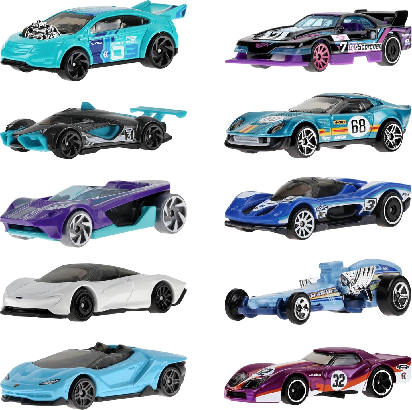 HotHot Wheels 10-Pack of Toy Race Cars (Styles May Vary) | Set of 10 1:64 Scale Vehicles,Includes Hot Wheels Originals & Officially Licensed Cars (Amazon Exclusive)