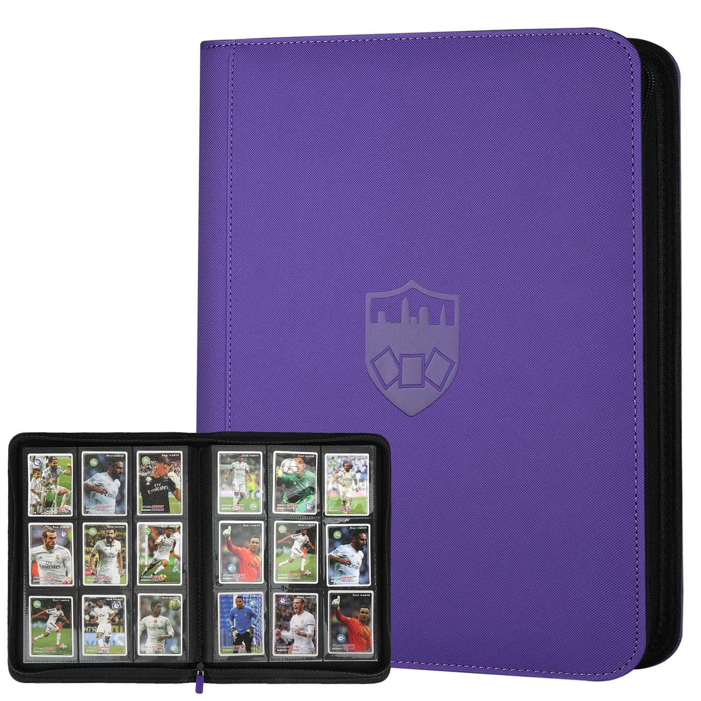 HotGERMUN 9 Pocket Trading Card Binder,720 Cards,40 Top-Loading Pages, Double Sided Pockets PU Cover Zipper Collection Album Folder for Standard MTG, TCG, Sports Cards(Black)