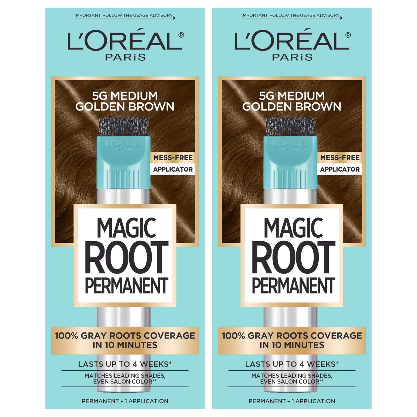 HotL'Oreal Paris Magic Root Permanent Hair Color Kit, 100% Gray Hair Coverage In Just 10 Minutes, Precision Brush Applicator for Seamless Application, 4 Dark Brown (2 Count)