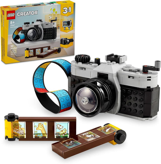HotLEGO Creator 3 in 1 Retro Camera Toy, Transforms to Retro Video Camera or to TV Set, Photography Gift for Boys and Girls Ages 8 Years Old and Up Who Enjoy Creative Play, 31147