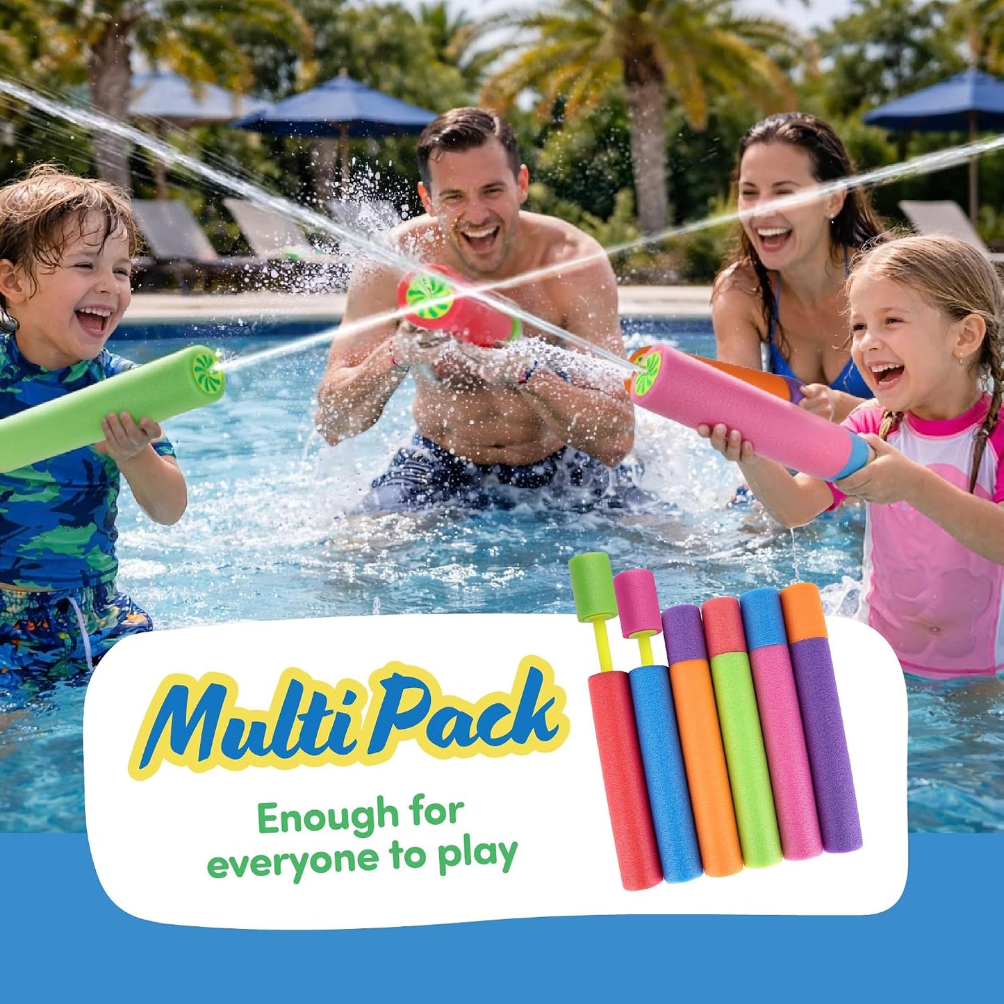 Hot ArtCreativity Water Guns for Kids - 6 Pack - Swimming Pool Toys Water Squirter Gun - Fun Foam Water Blaster Pool Game Toys - Summer Beach Party Outdoor Activities for Kids Ages 4-8, 6-8, 8-10, 8-12