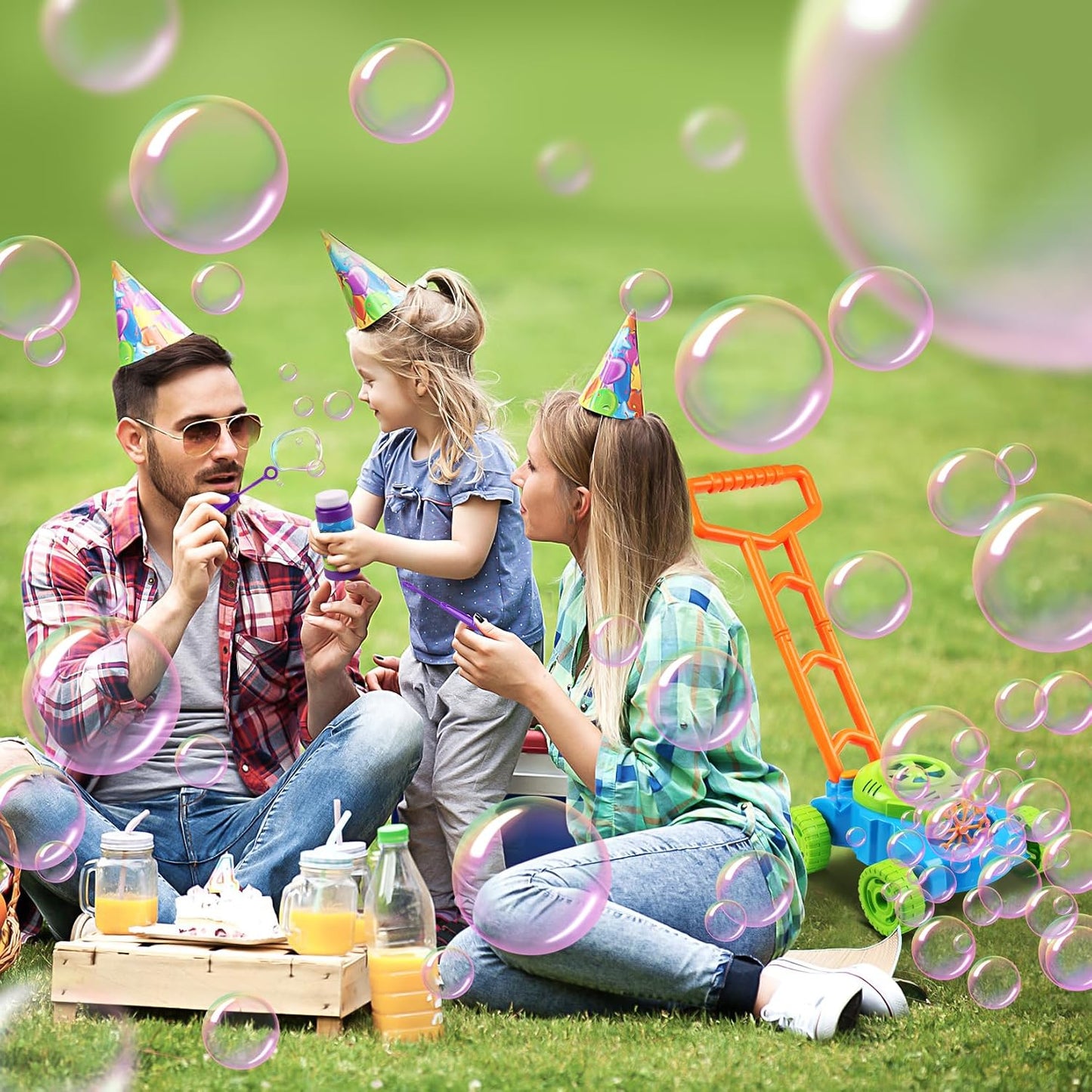 HotLydaz Bubble Lawn Mower for Toddlers 1-3, Kids Bubble Machine for 1-Year-Old Boys Toy Gifts, Gardening Easter Basket Stuffers Birthday Toys, Push Summer Outdoor Toys for Preschool Baby Boys Age 1 2 3