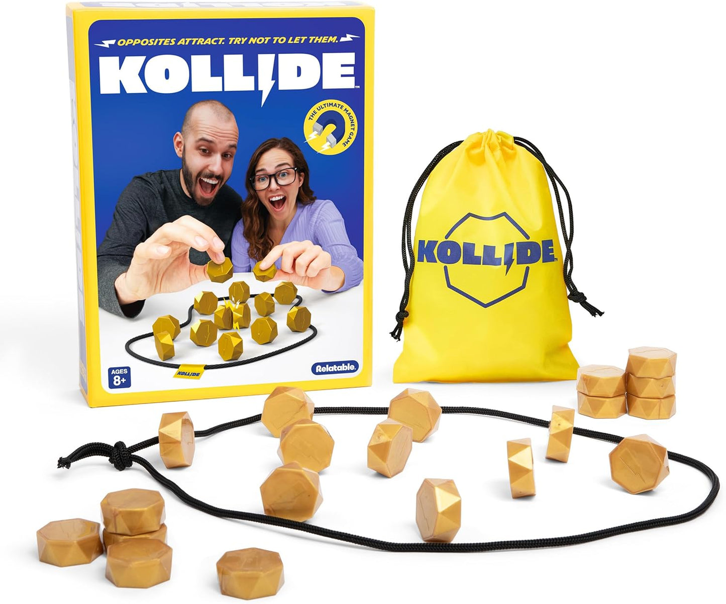 HotKollide by Relatable - Influencer Choice Award 2025 Winner, Exciting Magnetic Game for Family Game Night, Fun Games for Kids - Includes 1 Rope, 20 Magnets, and Instructions