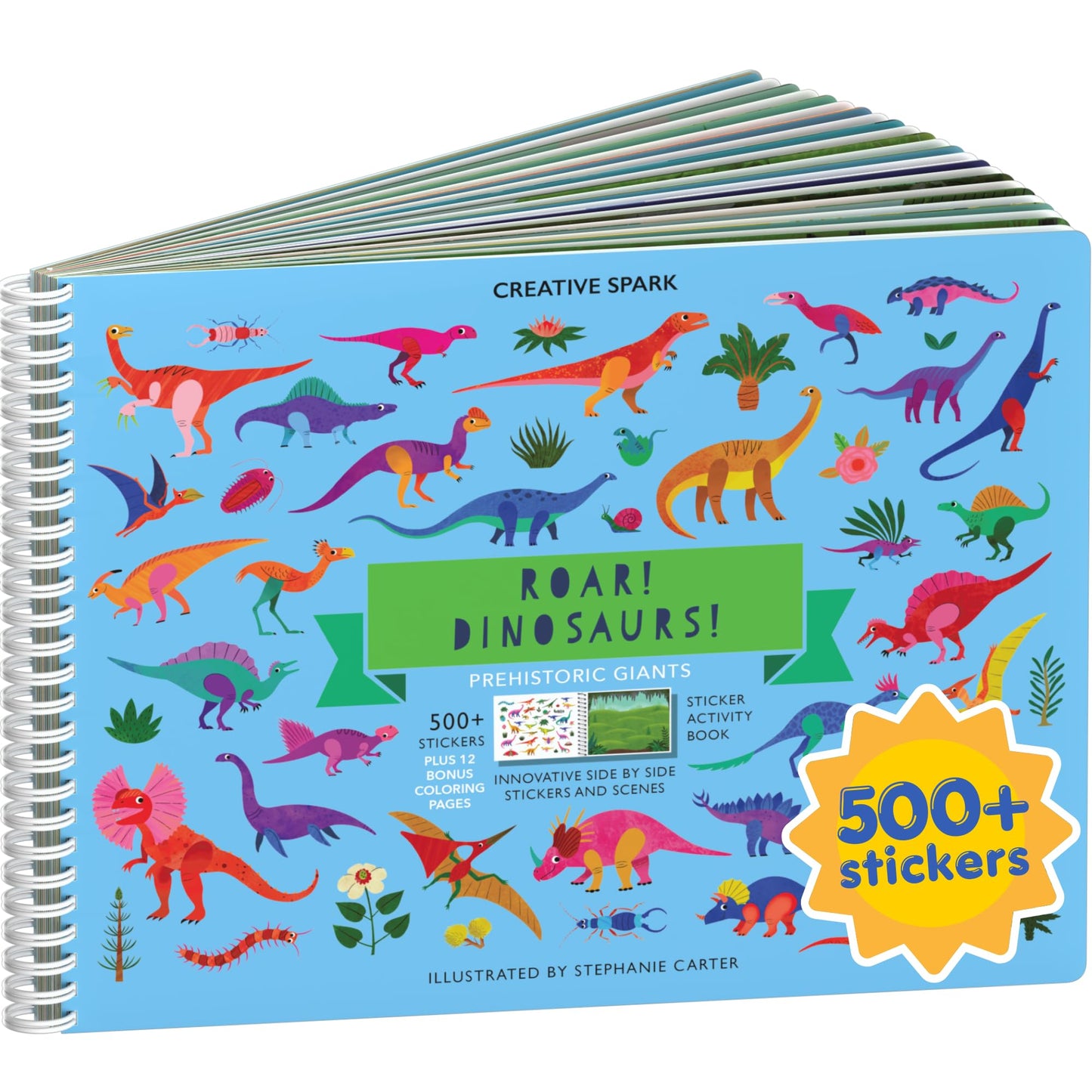 HotAnimals Habitat 500+ Kids Sticker Book by Cupkin Toddler Airplane Travel Activity Coloring and Sticker Book, Road Trip Essentials, 12 Coloring Pages + 12 Scenes for Ages 2–8 Years