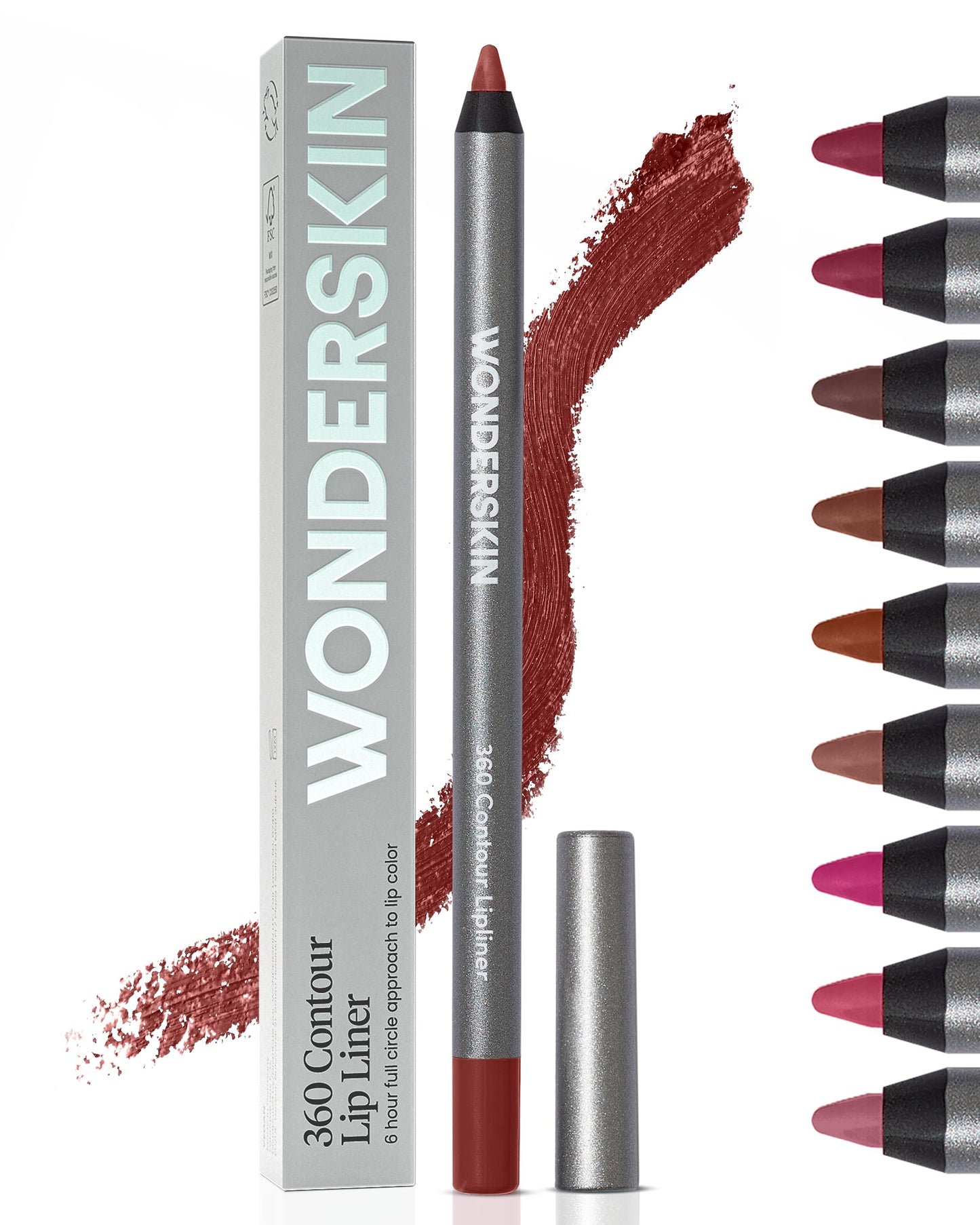 HotWonderskin Lipliner Pencil - 360 Contour Lipliner, Long Lasting, Sharpenable, Waterproof and Transfer-Proof Brown Lip Liner Pencil (Saddle)