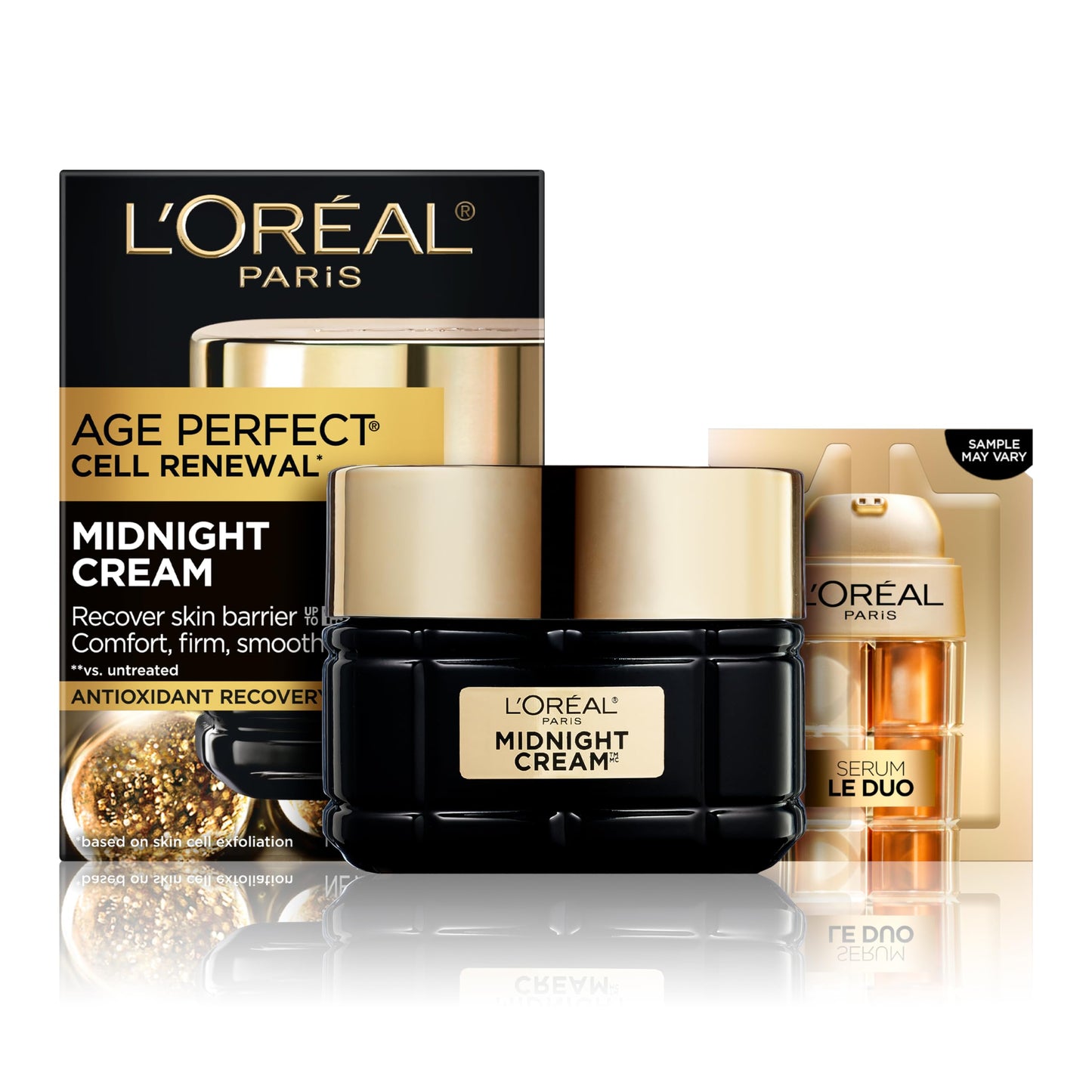 HotL'Oreal Paris Age Perfect Anti-Aging Midnight Cream, Face Moisturizer with Shea Butter to Reduce Wrinkles and Firm Skin, 1.7oz + Serum Sample