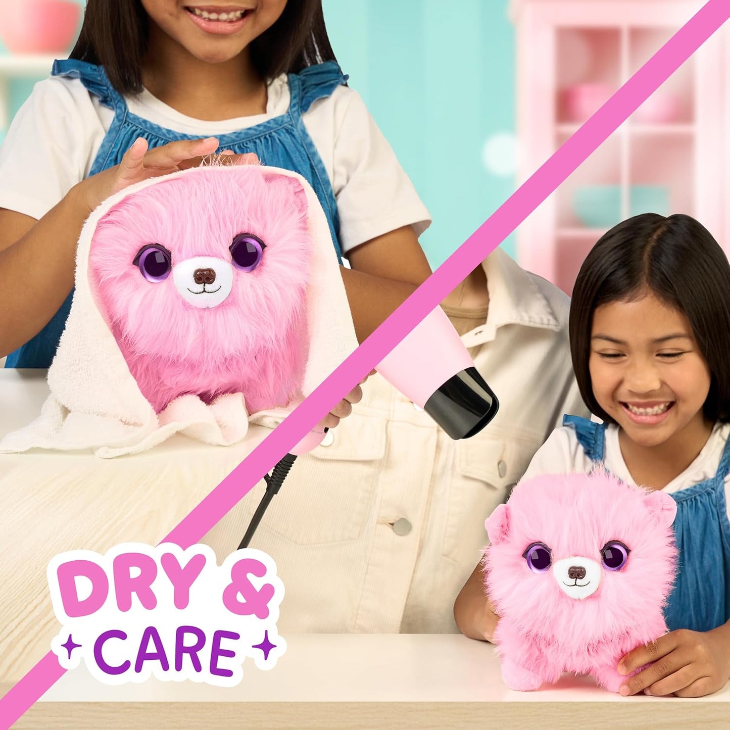 Hot ScruffaLuvs Pink Surprise Pet, Mystery Plush Toy, Wash to Reveal | Wash to reveal 1 of 3 rescue pets, includes deluxe carrier & comb; plush toys for girls ages 3+, gift