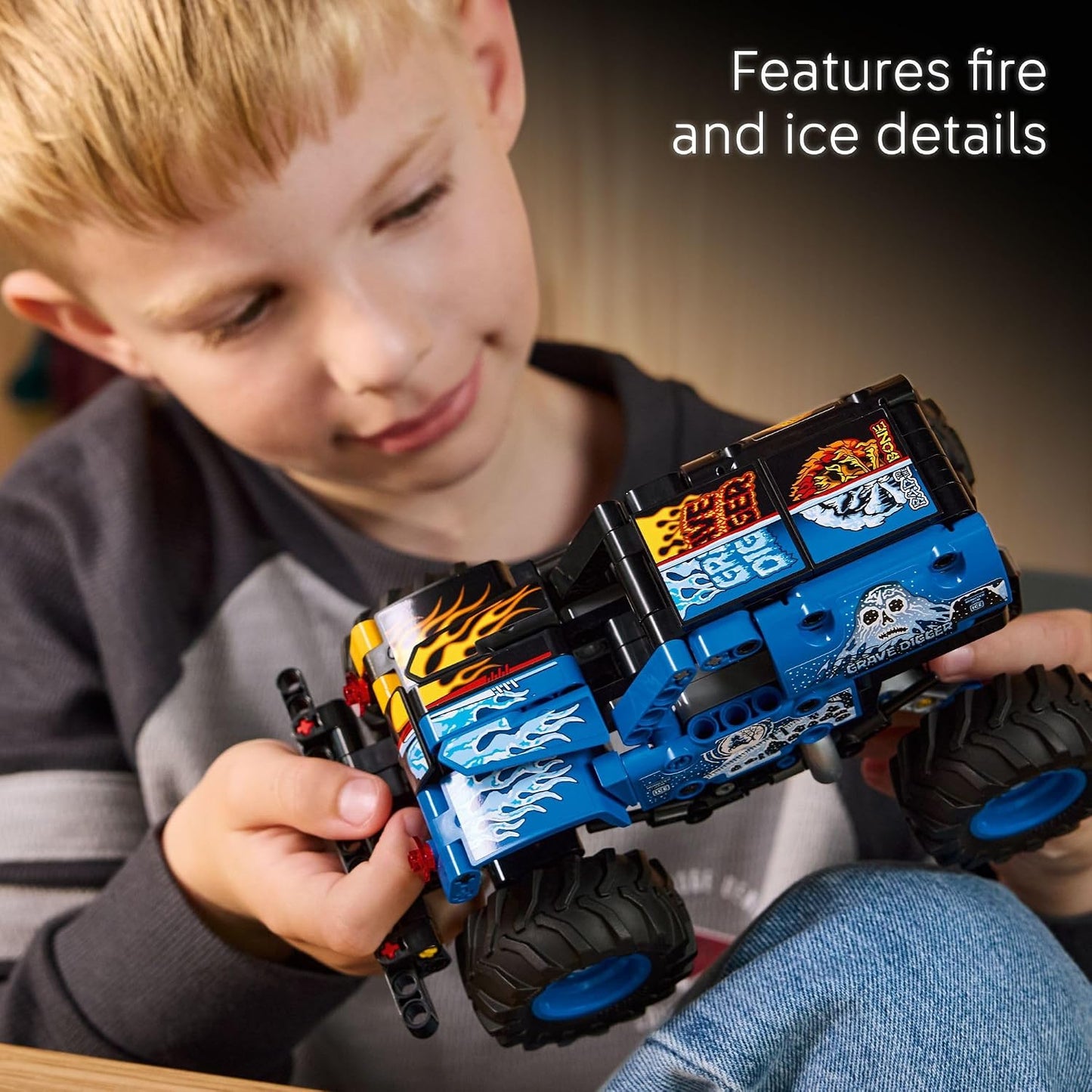 Hot LEGO Technic Monster Jam Grave Digger Fire and Ice Building Toy for Boys & Girls - Monster Truck Toy W/Pull-Back Racing Action for Kids, Ages 7+ - Gift Idea for Birthdays - 42219