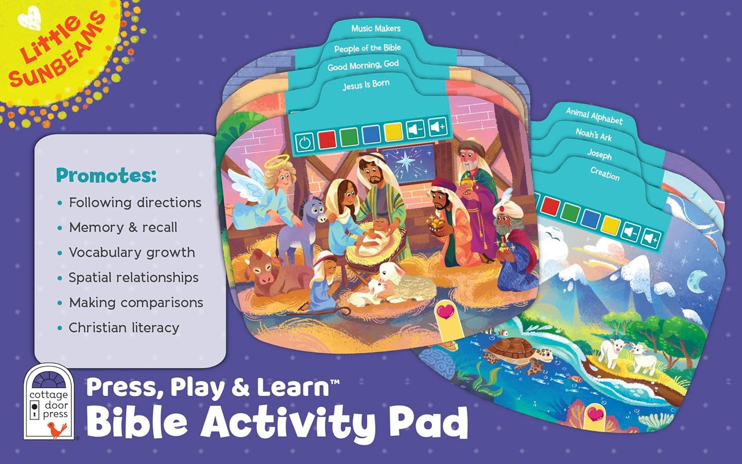 Hot Bible Activity Pad for Kids Ages 4–8 – Read, Press & Learn with Removable Cards and Music