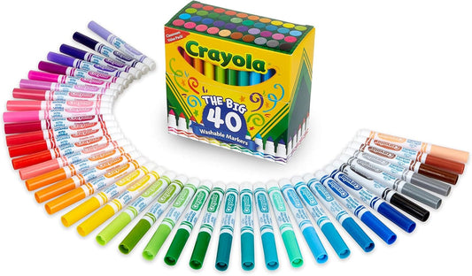 HotCrayola Ultra Clean Washable Markers (40ct), Teacher School Supplies for Kids, Broad Line Colored Markers, Art Marker Set, Ages 3+