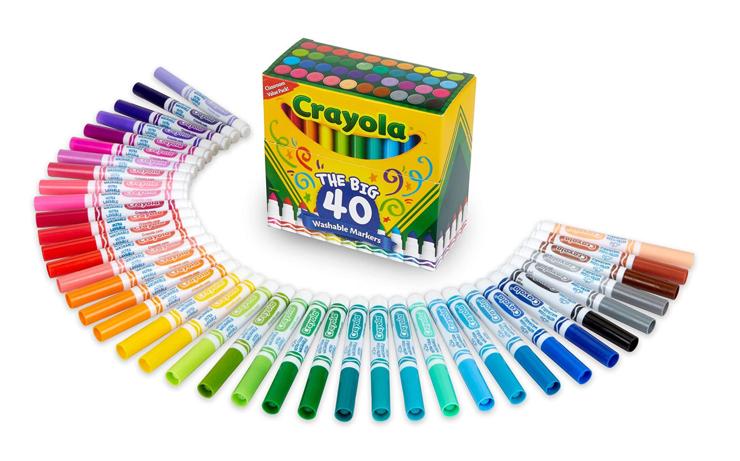 HotCrayola Ultra Clean Fine Line Washable Markers (40ct), School Supplies, Classroom Teacher Must Haves, Homeschool Essentials, Gifts for Kids, Ages 3, 4, 5