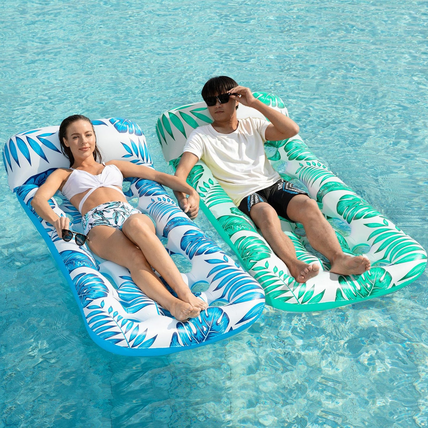 HotJasonwell Inflatable Pool Float Lounge - 2 Pack Floaties Rafts for Adults Floating Lounger Sun Tanning Floats Cool Water Floaty Swimming Lake Beach Party Toys