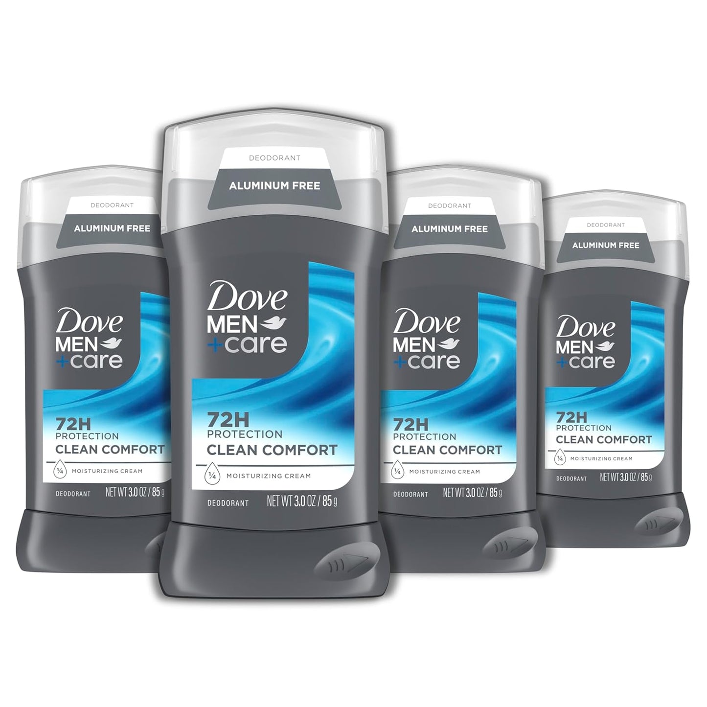 HotDOVE MEN + CARE Deodorant Stick for Men Clean Comfort 4 Count Aluminum Free 72-Hour Odor Protection Mens Deodorant with 1/4 Moisturizing Cream 3 oz (Pack of 4)