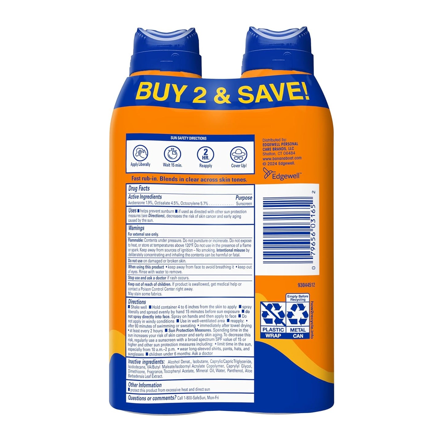 HotBanana Boat Sport Ultra SPF 30 Sunscreen Spray | Banana Boat Sunscreen Spray SPF 30, Water Resistant, Oxybenzone Free, 6oz each Twin Pack