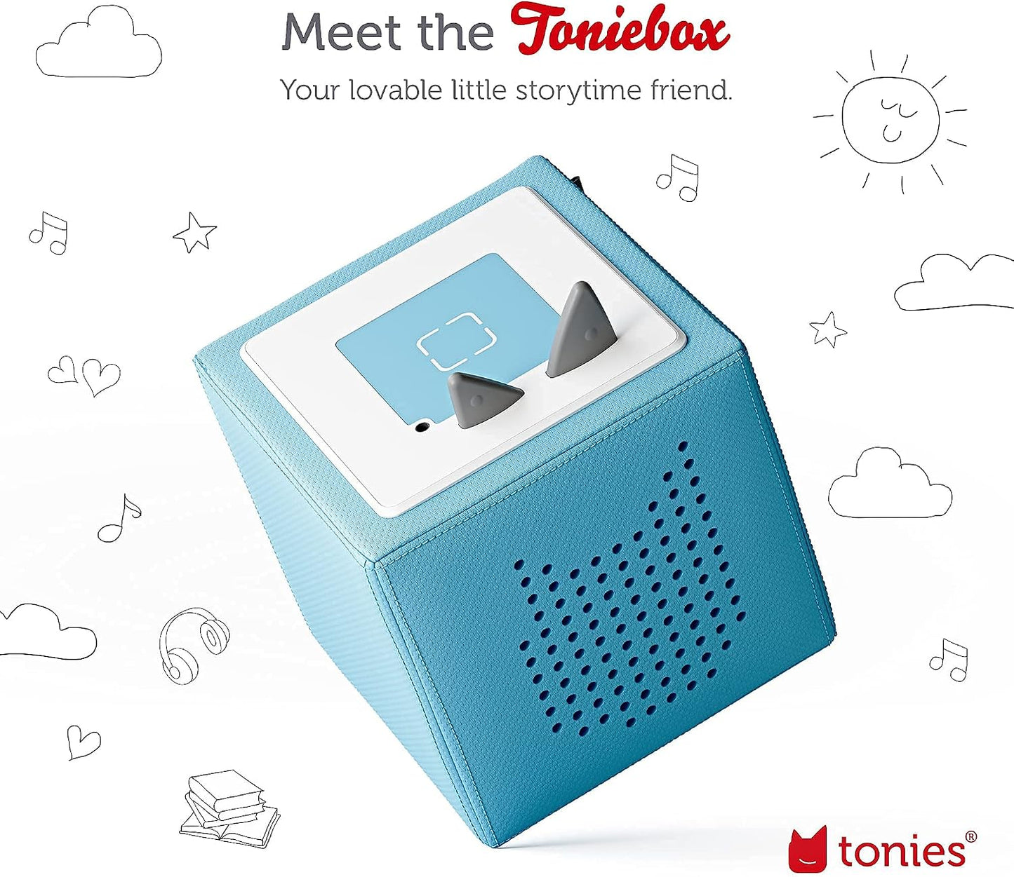 Hot Toniebox 1 Audio Player Starter Set with Playtime Puppy - Listen, Learn, and Play with One Huggable Little Box - Light Blue