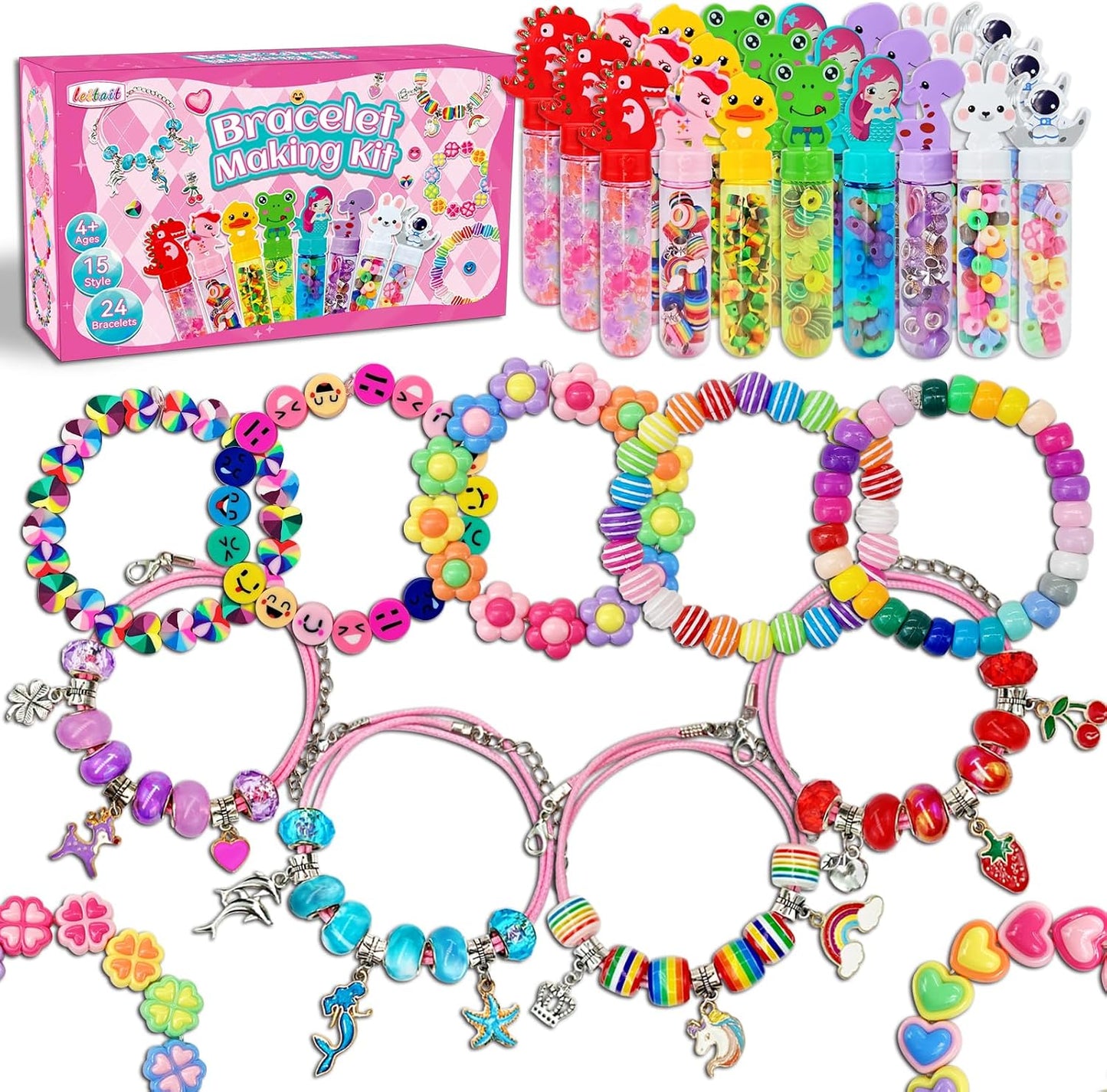 Hot leitait 24 Pack Bracelet Wands,Charm Bracelet Jewelry Making Kit,Arts Crafts for Kids,Unicorn Party Favors Supplies,Goodie Bags Stuffers,Classroom Prizes,Birthday Gifts for Girls Ages 4-8 Years Old