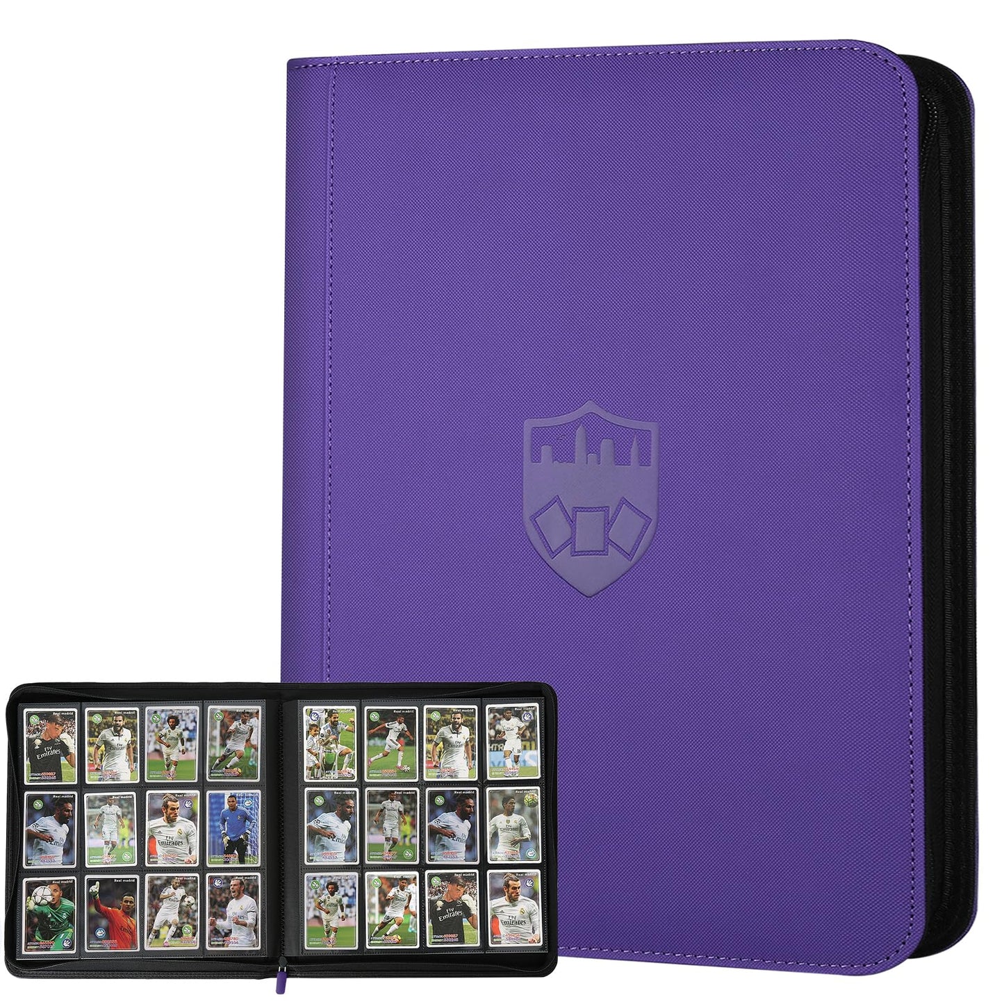 HotGERMUN 9 Pocket Trading Card Binder,720 Cards,40 Top-Loading Pages, Double Sided Pockets PU Cover Zipper Collection Album Folder for Standard MTG, TCG, Sports Cards(Black)