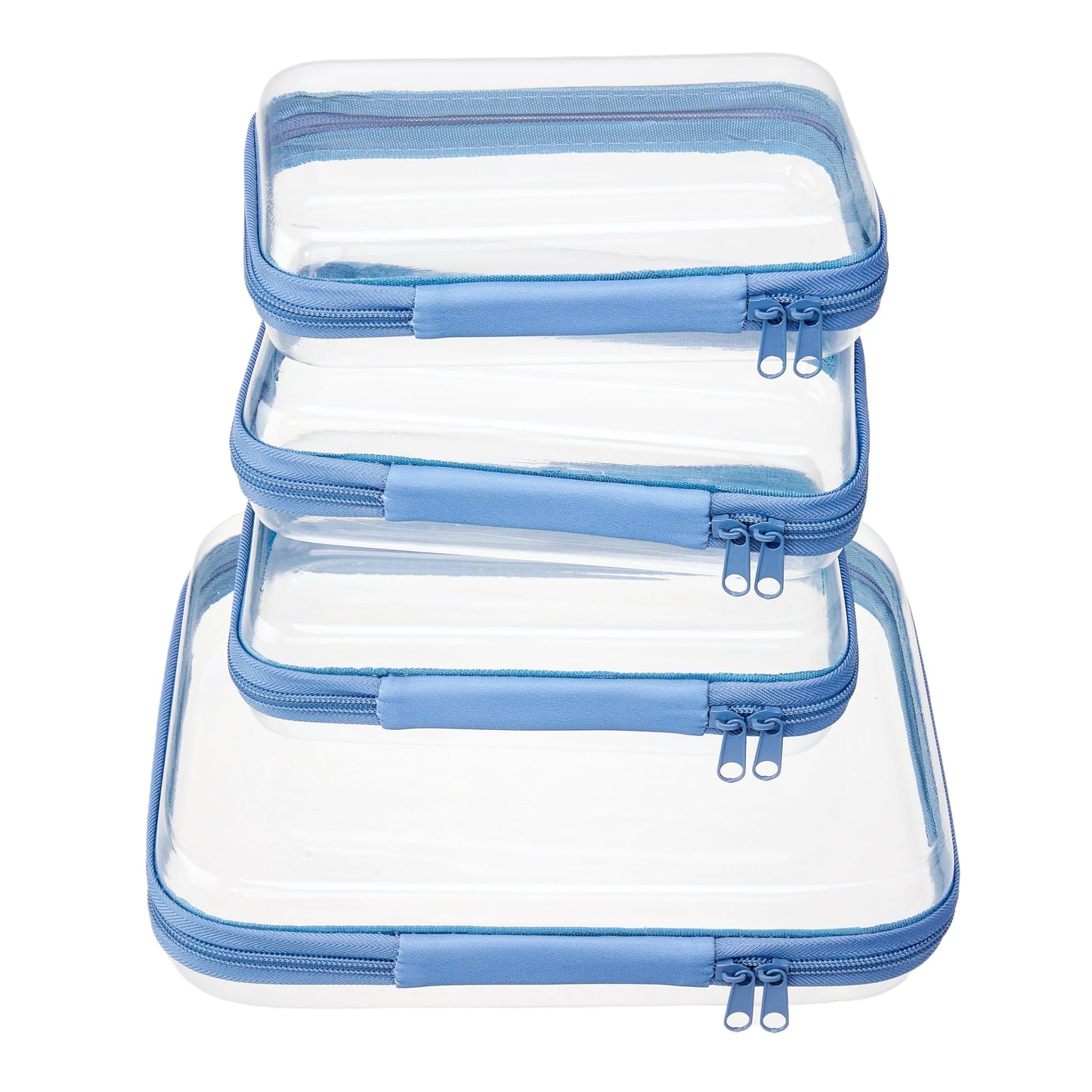 Hot4 pcs Clear Zipper Pouches,Hard Shell Zipper Case | Toiletry Bag for Travel, CLear Diaper Bag, Toiletry Pouch, Travel Organizer, Cosmetic Bag,Toy Storage Bins (M+3S)