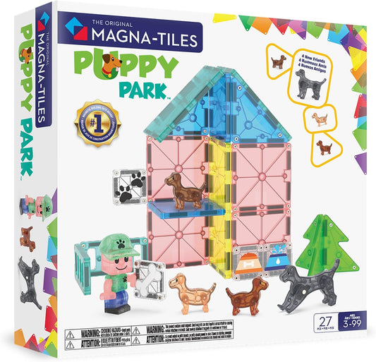 HotMAGNA-TILES Puppy Park 27-Piece Magnetic Construction Set, The Original Magnetic Building Brand