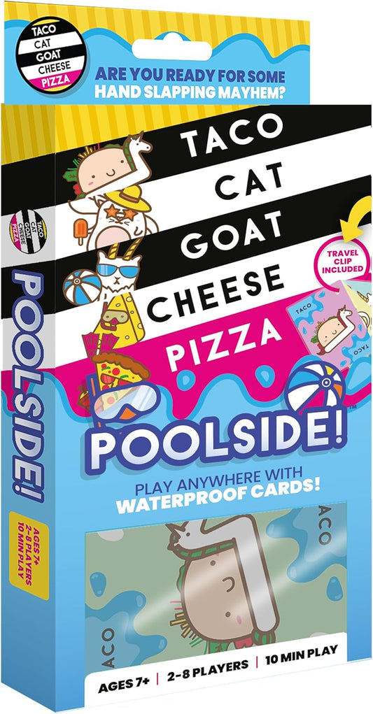 HotTaco Cat Goat Cheese Pizza Pool Edition Wildly Entertaining Waterproof Card Game for Outdoor Game Days | Easy to Play with 10 Minute Rounds | Fun for Kids, Teens, Adults, and Families | 2-8 Players