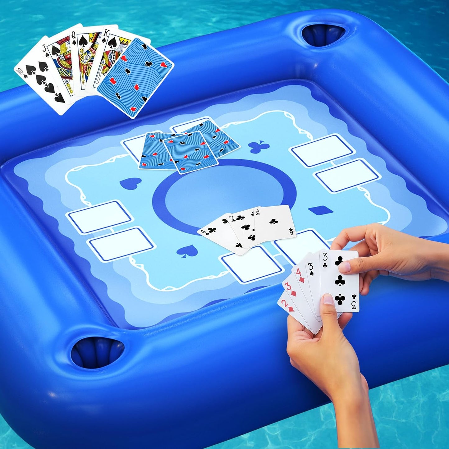 Hot DIMROM Floating Table for Pool with Cup Holders – Adult Pool Games with Waterproof Cards – Pool Float Games – Perfect for Party, Snacks, Drinks, Hot Tub & Summer Fun