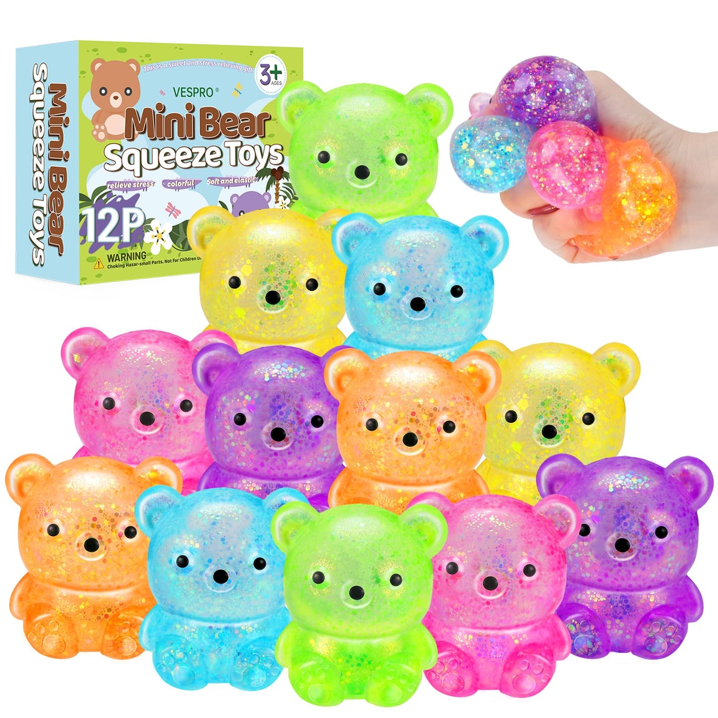 HotVESPRO 12 Pack Fidget Stress Balls for Adults, Cute Octopus Stress Ball | Stress Sensory Stress Ball, Bulk Squishy Squeeze Ball Toys Set for Classroom Prizes and Birthday Party Favors