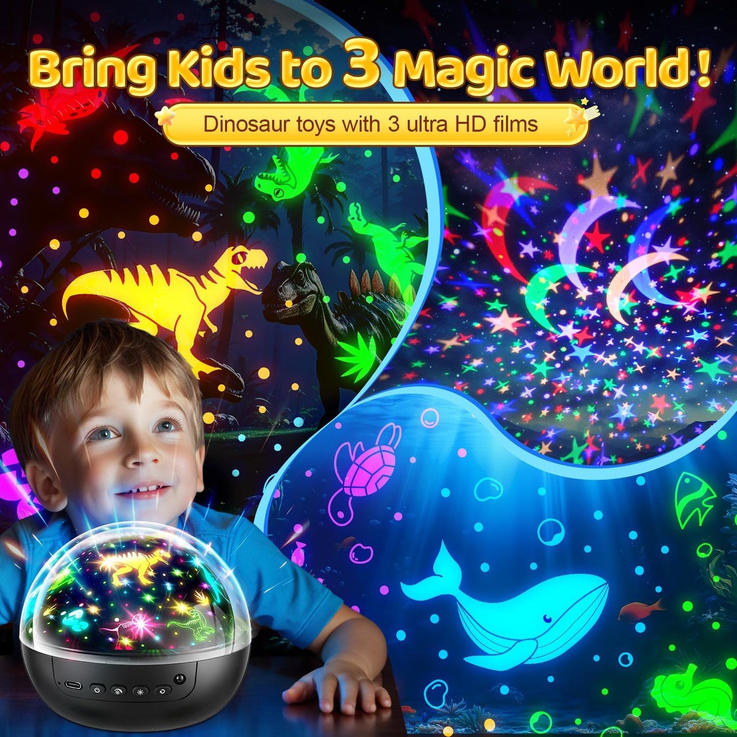 Hot Staryou Dinosaur Toys for Kids 3-5, 【Remote+3 Films+93 Effects】 Dinosaur Toys for Kids 2-4, 【3 Timer+5 Brightness】 2 Year Old Boy Gift, Rotate 2 Year Old boy Birthday Gift, Boys Toys