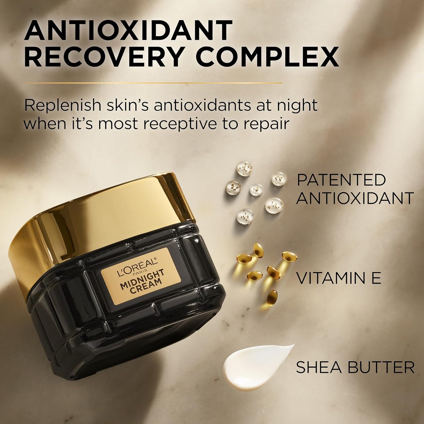 HotL'Oreal Paris Age Perfect Anti-Aging Midnight Cream, Face Moisturizer with Shea Butter to Reduce Wrinkles and Firm Skin, 1.7oz + Serum Sample