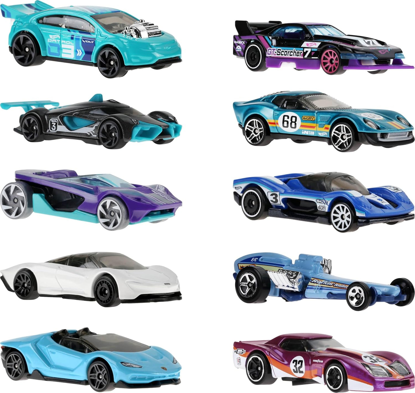 HotHot Wheels 10-Pack of Toy Race Cars (Styles May Vary) | Set of 10 1:64 Scale Vehicles,Includes Hot Wheels Originals & Officially Licensed Cars (Amazon Exclusive)