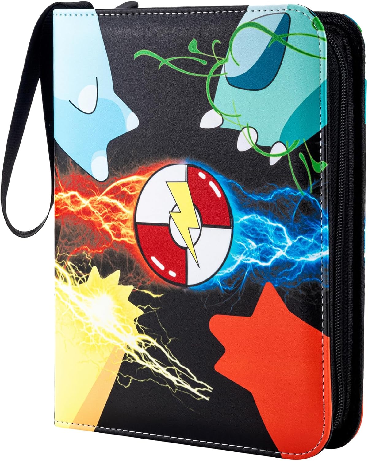HotJravkfi Card Binder 4 Pocket with 50 Removable Sleeves-Can Hold 400 Cards,3-Ring Zipper Sports Book, Ideal for All Card Collectors（Black）