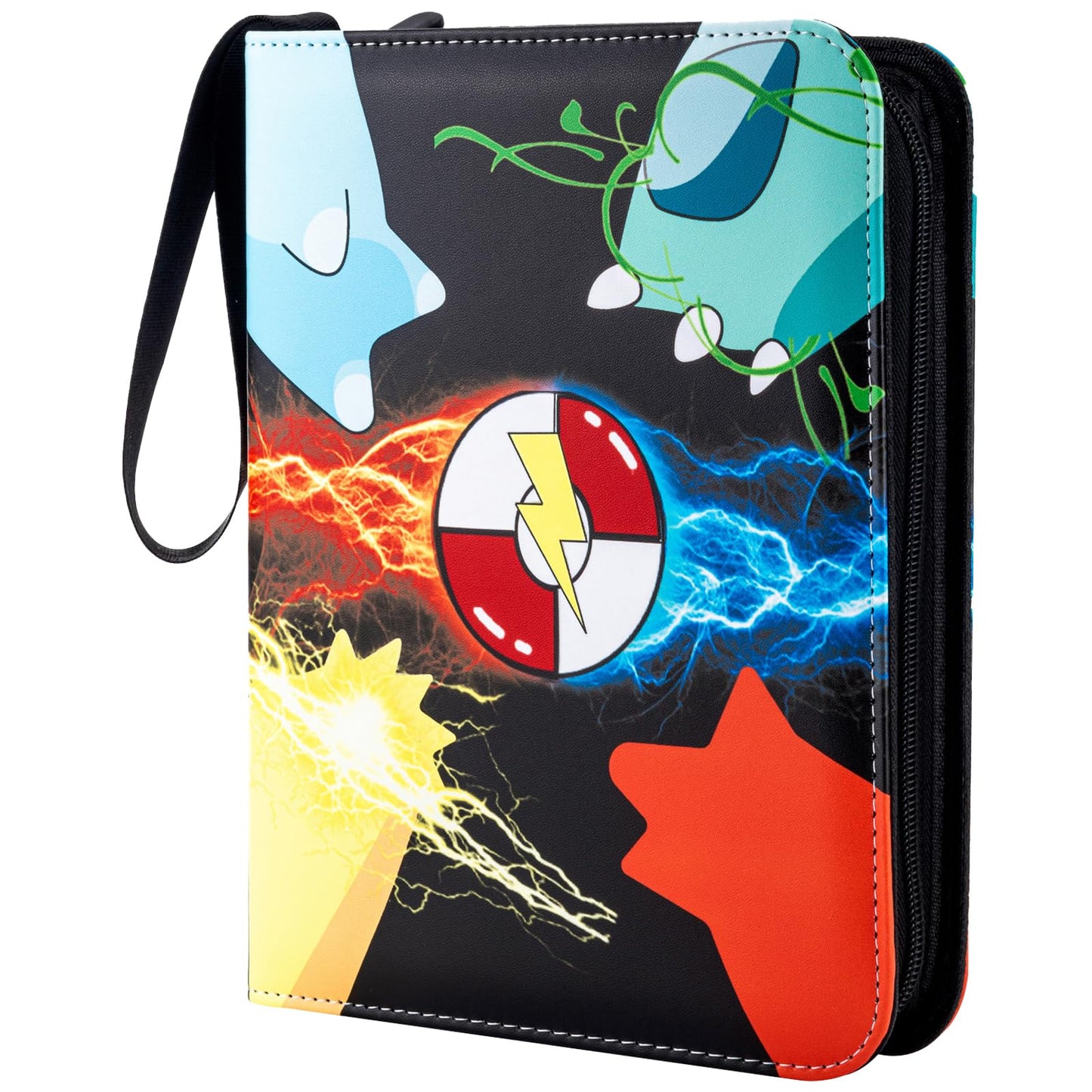 HotJravkfi Card Binder 4 Pocket with 50 Removable Sleeves-Can Hold 400 Cards,3-Ring Zipper Sports Book, Ideal for All Card Collectors（Black）