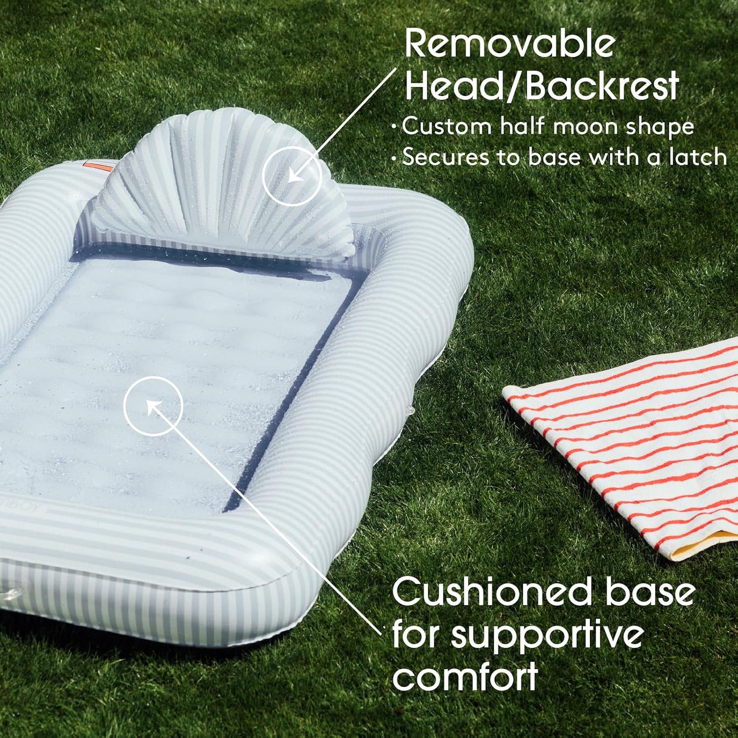 Hot FUNBOY Tanning Pool Lounger Float, XL 72'' x 48'' Pool Float with Custom Pillow and Large Cup Holder, Perfect for Pool or Backyard.