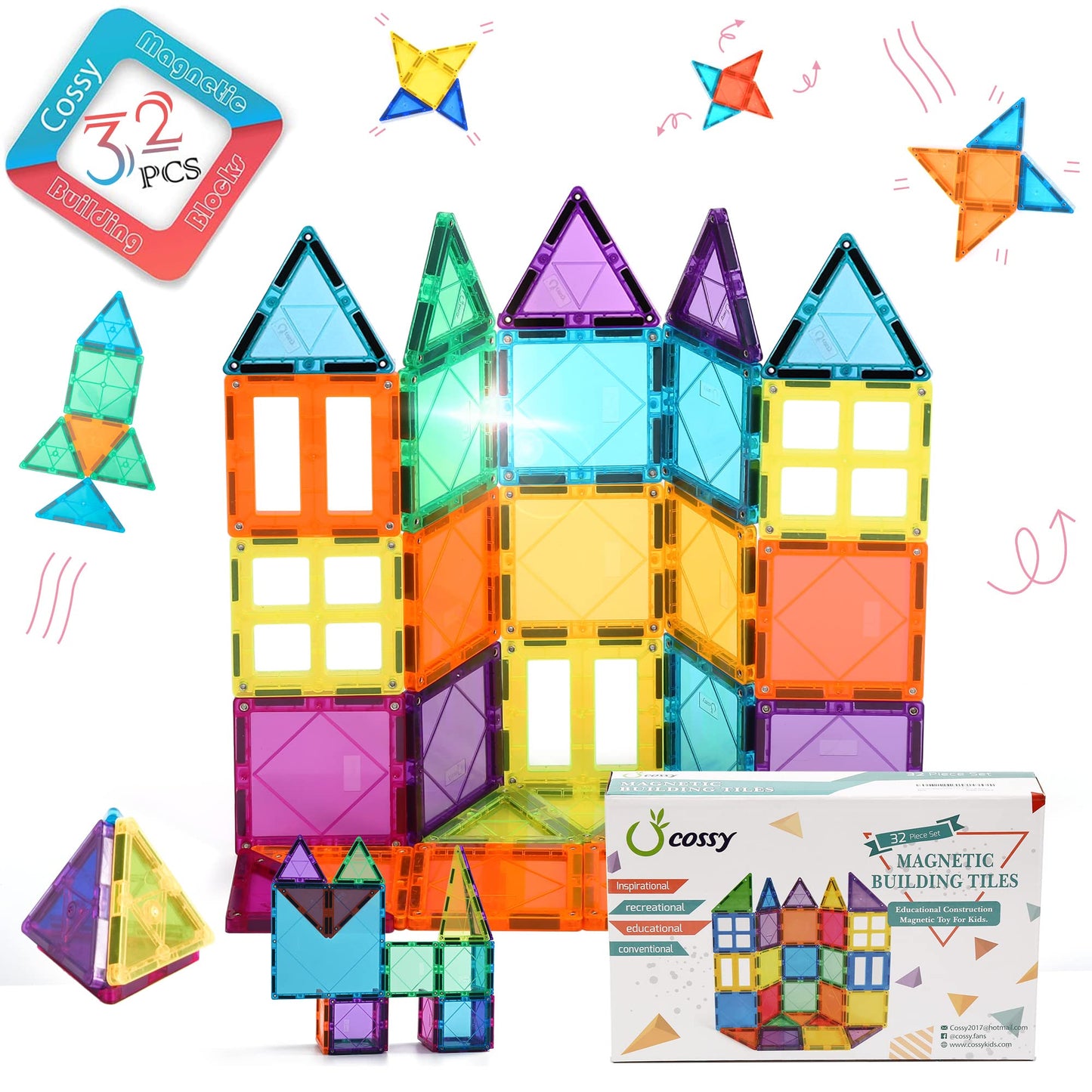 Hot cossy 120Pcs Magnetic Tiles Magnetic 3D Building Blocks Set Educational Construction Toys for 3 4 5 6 7 8 Year Old Boy and Girl with Stronger Magnets, Educational Toys, Recreational, Conventional