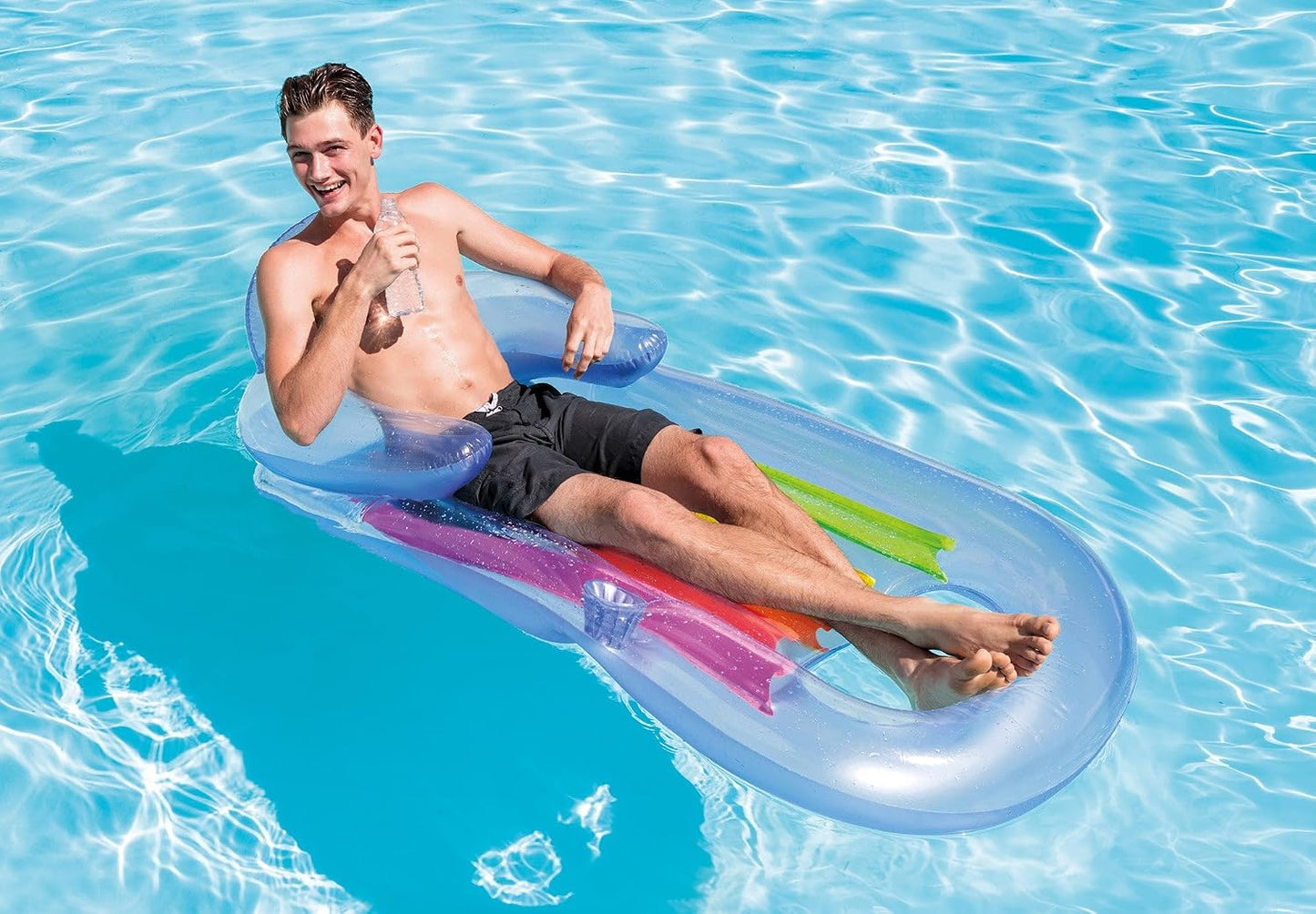 Hot Intex King Kool Inflatable Lounge Blue & Pearlescent Silver Gift Set Bundle - 2 Pack, 63" X 33.5"