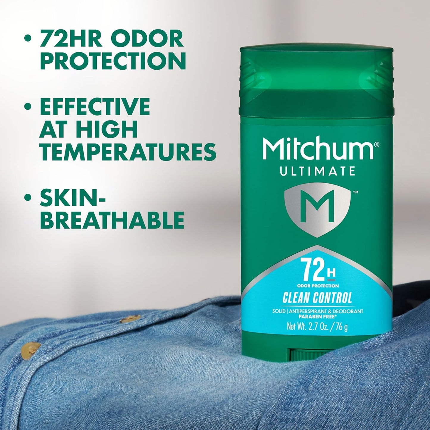 HotMitchum Ultimate 72HR Odor Protection Men’s Antiperspirant & Deodorant, Long-Lasting Freshness, Invisible Solid, No White Residue Left on Skin, Clean Control, 2 pack