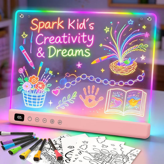 Hot Led Drawing Board with 13 Light Effects, 16" Rechargeable Glow Doodle LED Note Board with Colors, Neon Light Up Drawing Tablet Gifts for Kids for Easter Birthday Christmas Gift Ideas
