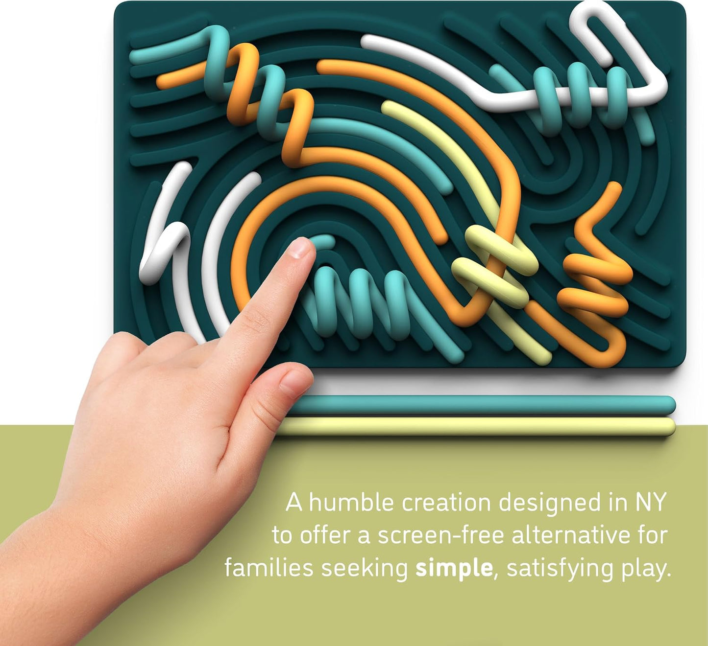 HotPushpeel Sensory Activity Board: Silicone Fidget Toy for Calming, Stress, Anxiety, ADHD & Autism | Silent, No Mess | Kids 3+ & Adults | Includes Portable Travel Bag & 11 Strings