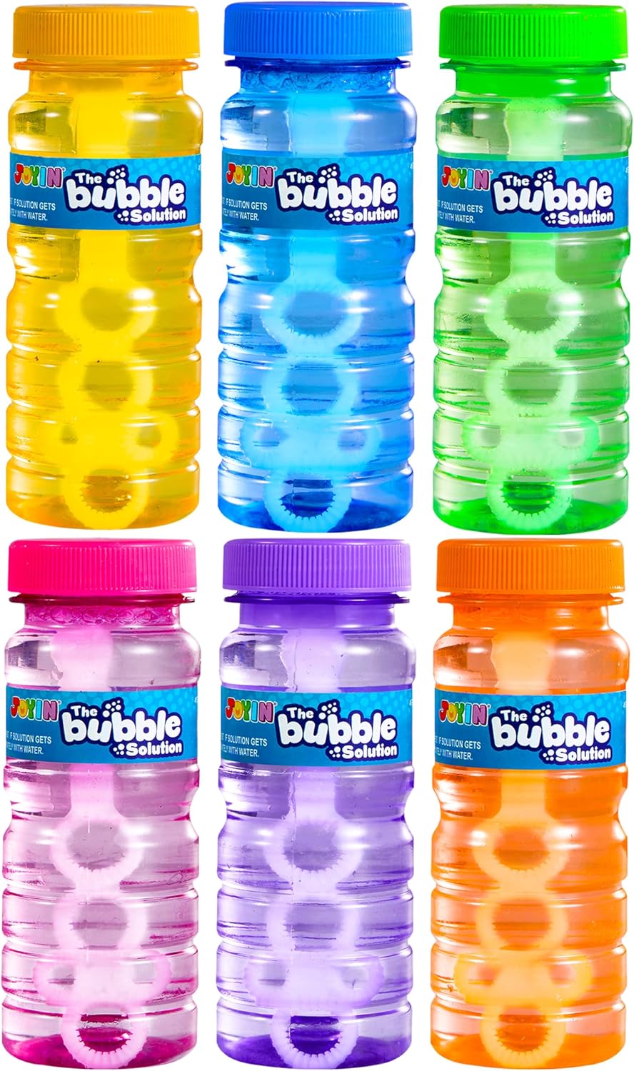 Hot JOYIN Bubble Bottles 6 PCS (4oz Solution), Bubbles for Toddlers, Blow Bubbles Solution Wand Bulk for Party Favors for Kids, Toddler Summer Outdoor Toys Gift for Kids (6)