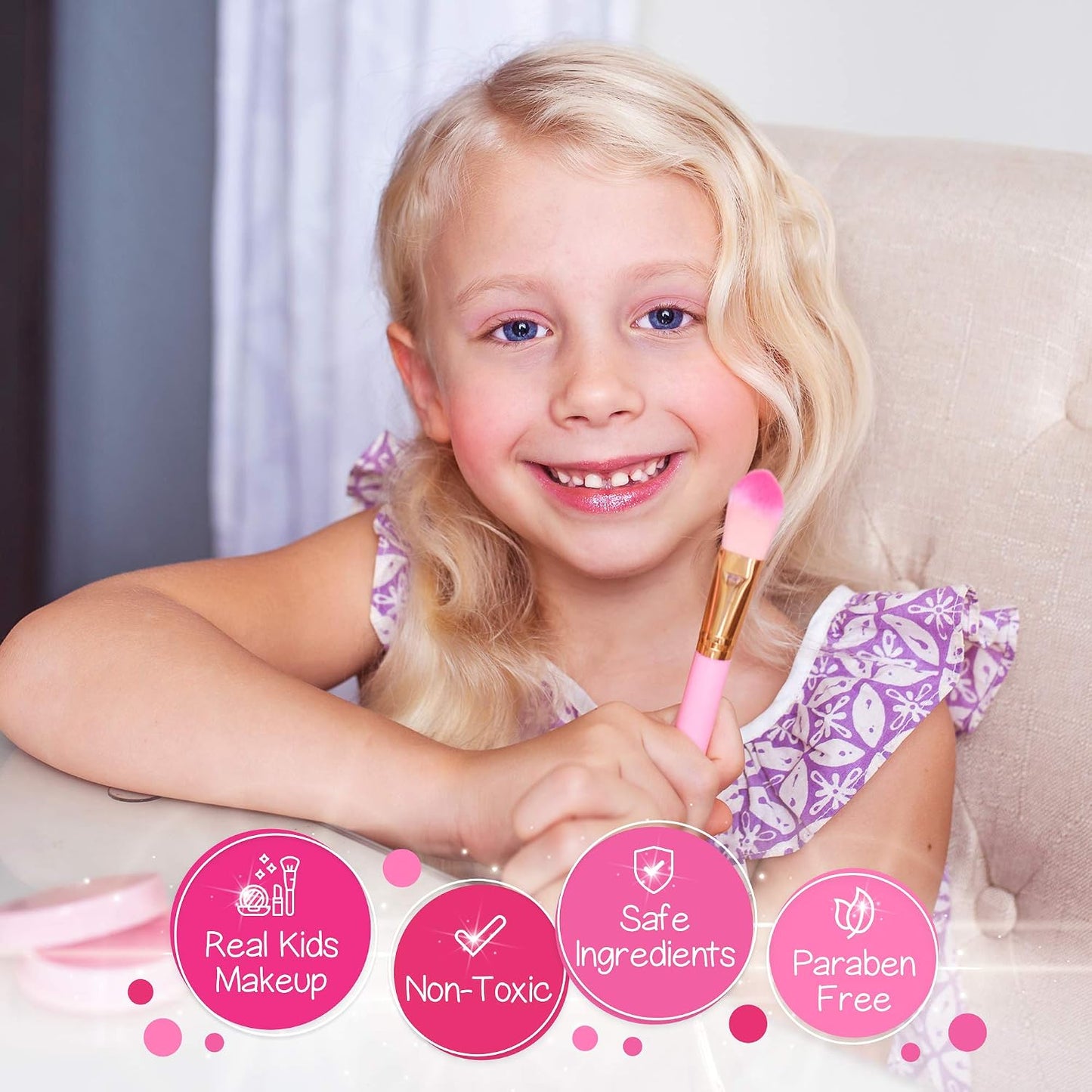 HotKids Real Makeup Kit with Pink Unicorn Purse Non Toxic Washable Make Up Set | Unicorn Toys for Girls Age 4-6, 5 Year Old Girl Birthday Gift Ideas, Toddler Little Girl Gifts 3 4 5 6 7 8 9 10 Years Old