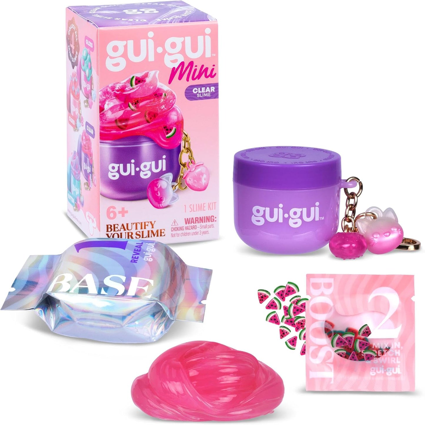 Hot GUI GUI Mini Bundle Pack Slime Kit, Scented Slime for Kids 6+ | 4 collectible minis with gloss, butter, fluffy cloud slime, and clear textures plus charm clips, birthday gifts for girls 6+
