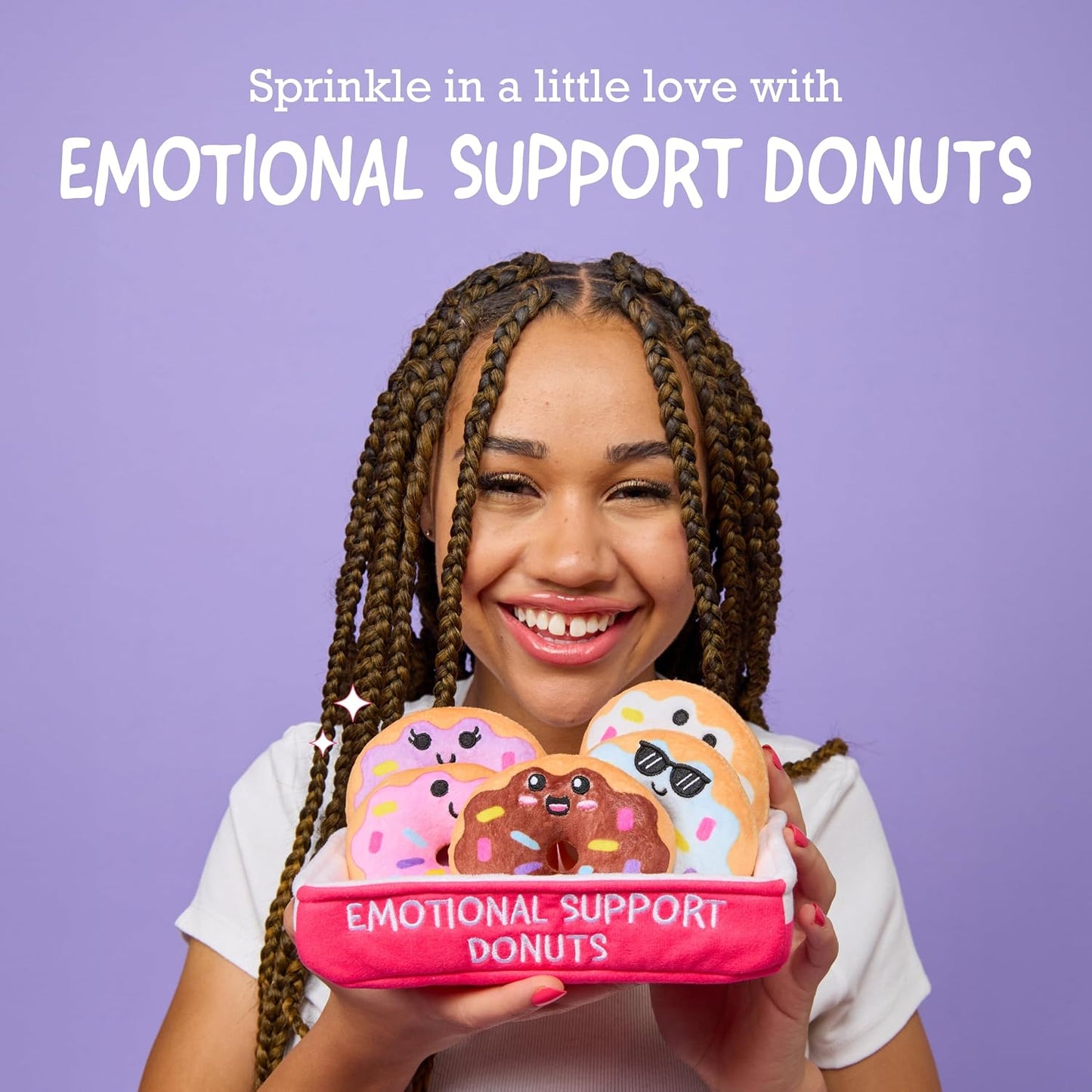 Hot WHAT DO YOU MEME? Emotional Support Donuts by Relatable, Cuddly Stuffed Animals and Toys, Squishy Toys and Plushies, Great Ideas for Loved Ones of All Ages, Includes 5 Plushies with Carrying Basket
