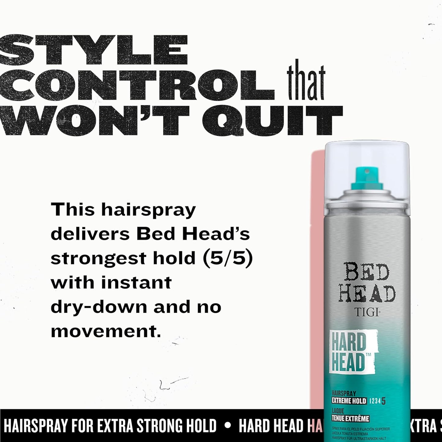 HotTIGI Bed Head Hard Head Hair Spray – Extra Strong Hold for All Day Style and All Hair Types, 11.7 oz