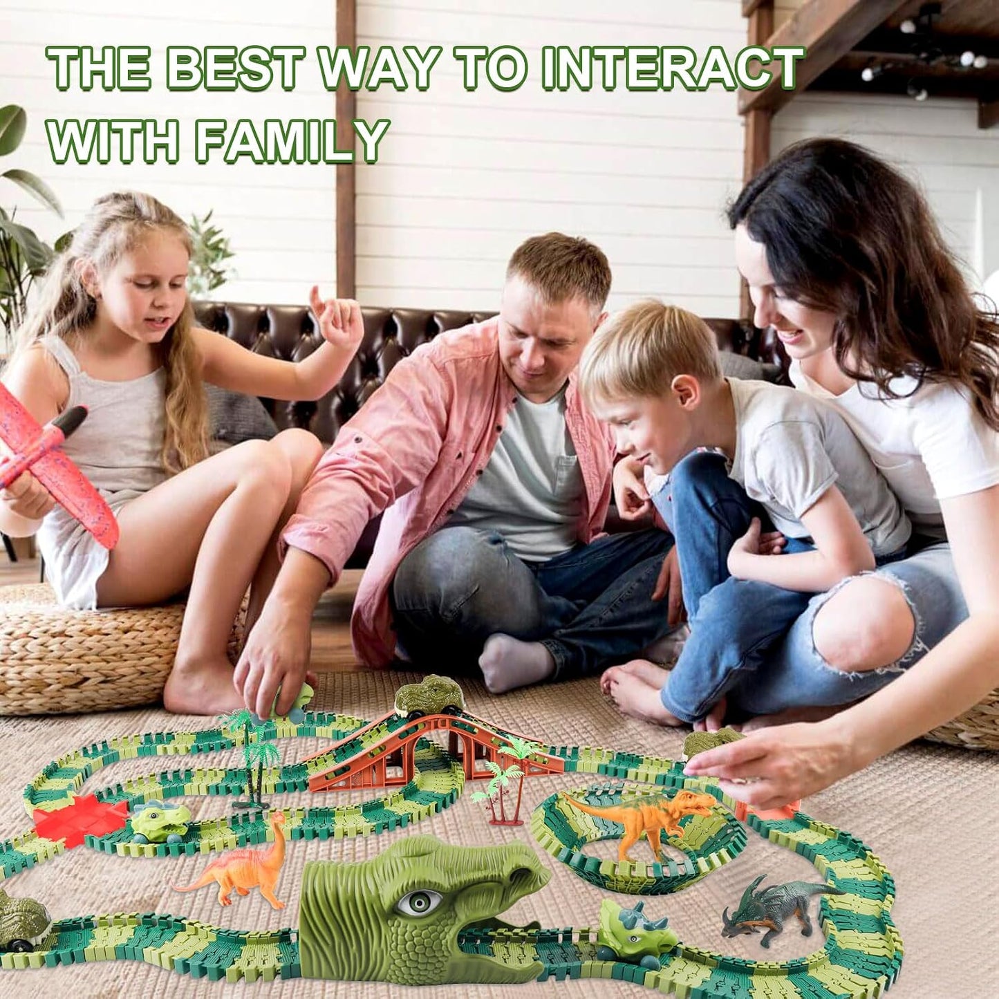 Hot GIAT Dinosaur Track Toys - Best Birthday Gifts for 3 4 5 6 7 Year Old Boys Girls, Dinosaur Race Car Track with Light & Sound, Create A Dinosaur World Road Race