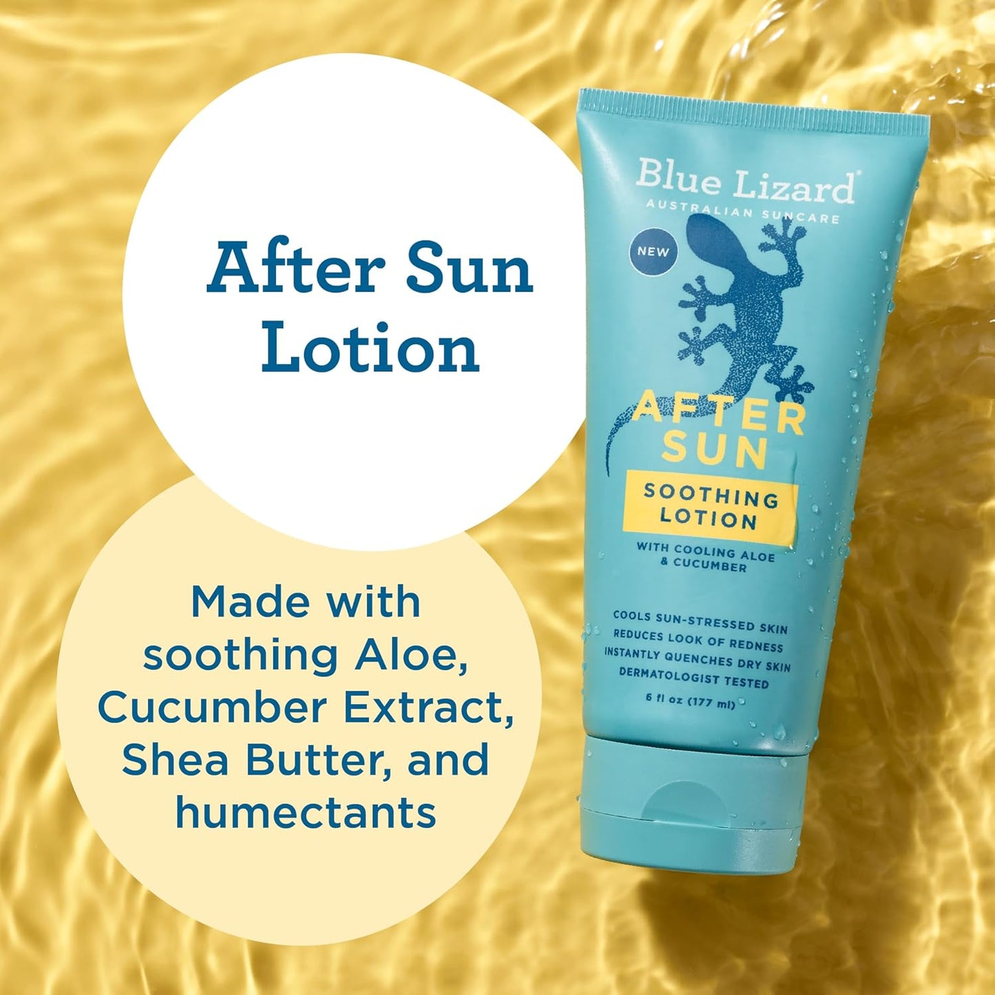 HotAfter Sun Soothing Lotion, Lightweight Formula with Shea Butter, Soothes and Moisturizes, Proven to Reduce the Look of Redness, Instant Hydration, Vegan, Hypoallergenic, 6 oz.