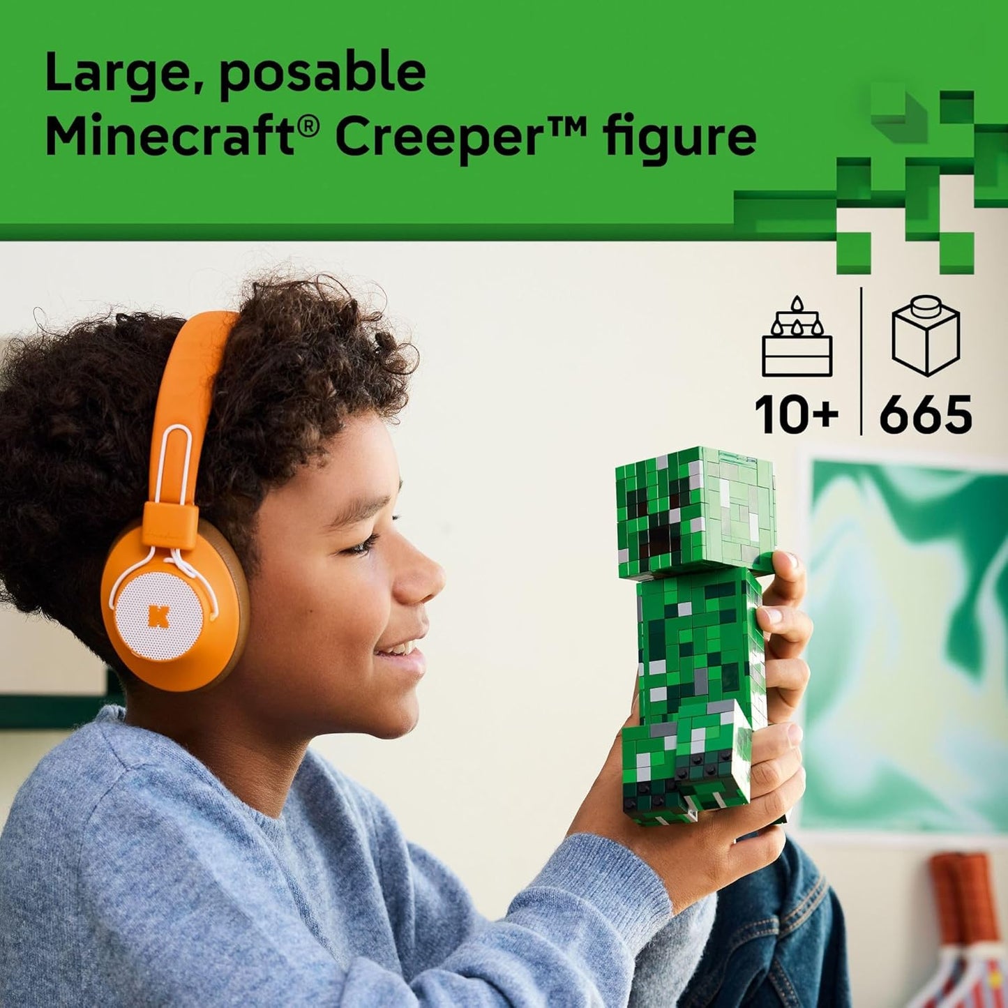 HotLEGO Minecraft The Creeper Kids Building Toy - Minecraft Toy for Boys & Girls, Ages 10+ - Room Decor for Gamers w/ 1st Version Creeper Minifigure - Gift for Birthdays - 21276