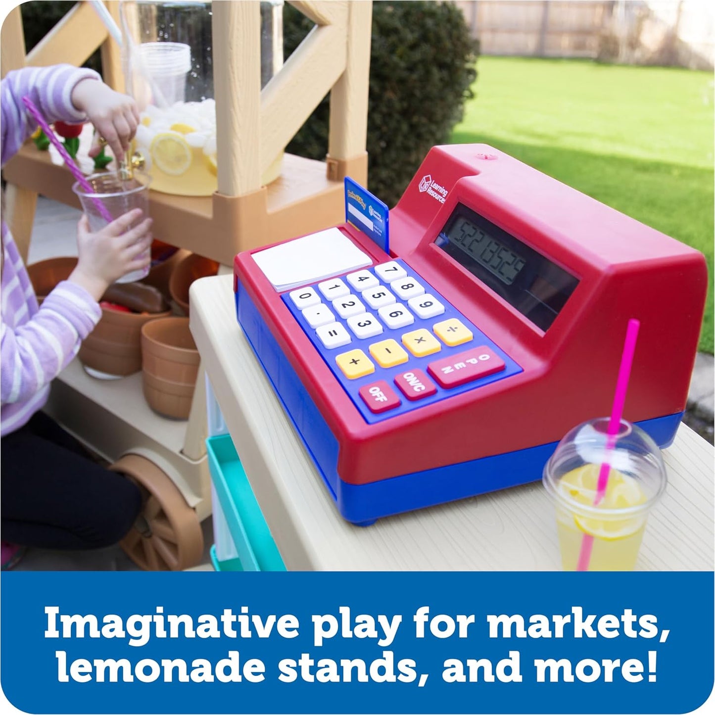 Hot Learning Resources Pretend & Play Calculator Register Toy - Kids Play Set & Credit Card Toy, Register for Kids, Pretend Grocery Store Shopping Playset for Toddlers, Teaching Math Set