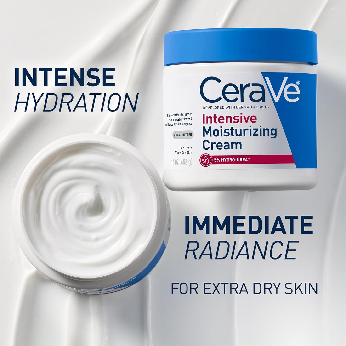 HotCeraVe Intensive Moisturizing Cream, Body Moisturizer With Shea Butter, 72H Hydration + Skin Barrier Repair, Fragrance-Free Body Lotion For Extremely Dry Skin, 19oz | Packaging May Vary